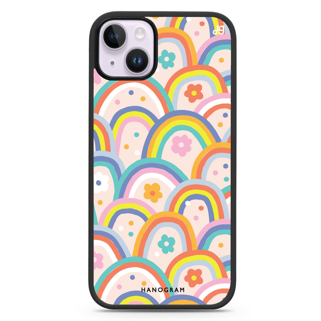 Colourful Rainbow Floral iPhone 14 Plus Magsafe 兼容防衝擊保護殼