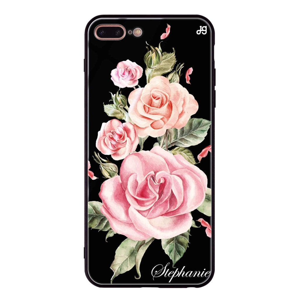 Pink Watercolor Floral iPhone 7 Plus 超薄強化玻璃殻