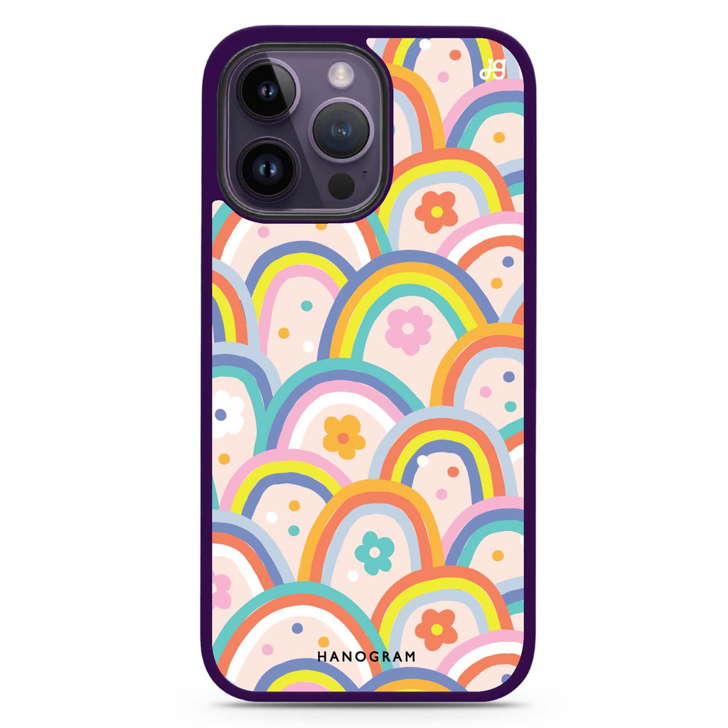Colourful Rainbow Floral Magsafe 兼容防衝擊保護殼