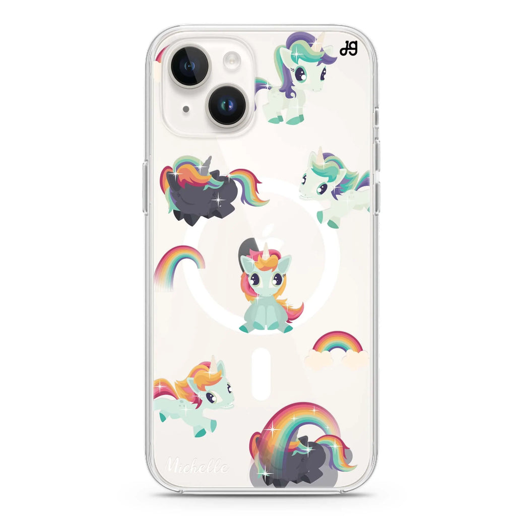 Unicorn & Rainbow iPhone 14 Magsafe 兼容水晶透明保護殼