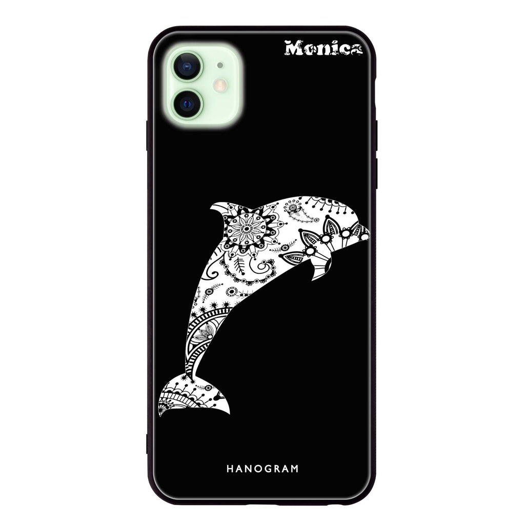 Mandala dolphin iPhone 12 mini 超薄強化玻璃殻
