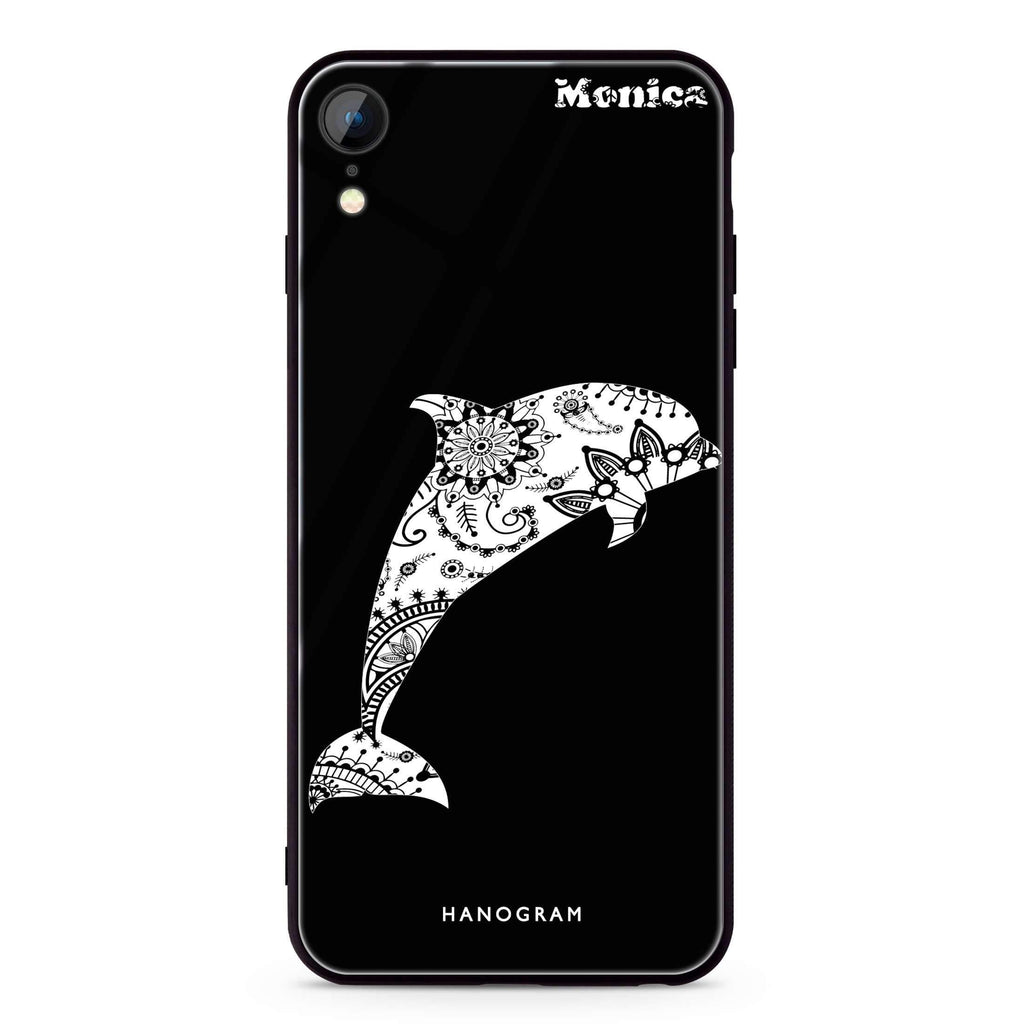 Mandala dolphin iPhone XR 超薄強化玻璃殻