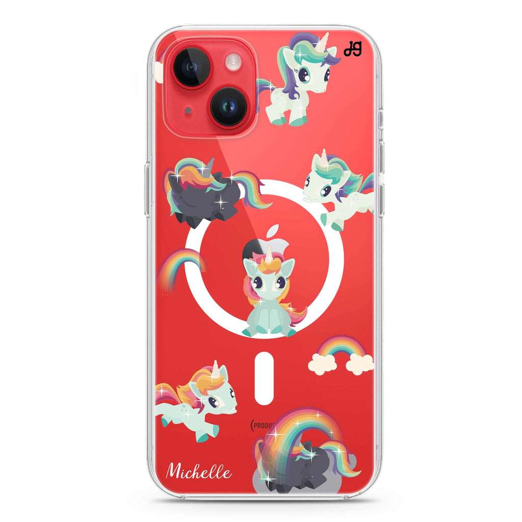 Unicorn & Rainbow iPhone 14 Plus Magsafe 兼容水晶透明保護殼