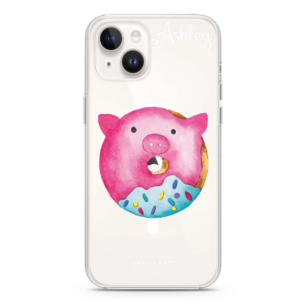 Sweet donut piggy iPhone 14 Plus Magsafe 兼容水晶透明保護殼