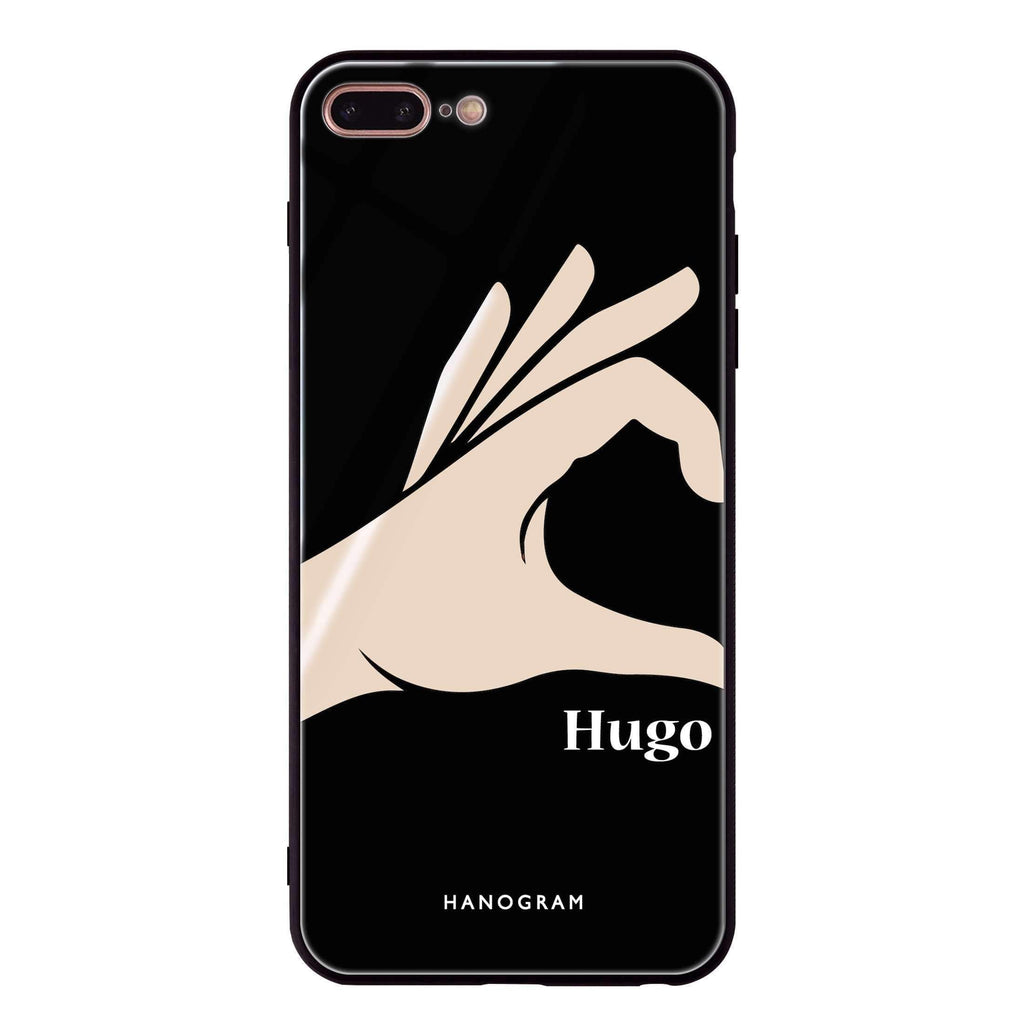 Left Hand heart iPhone 8 Plus 超薄強化玻璃殻