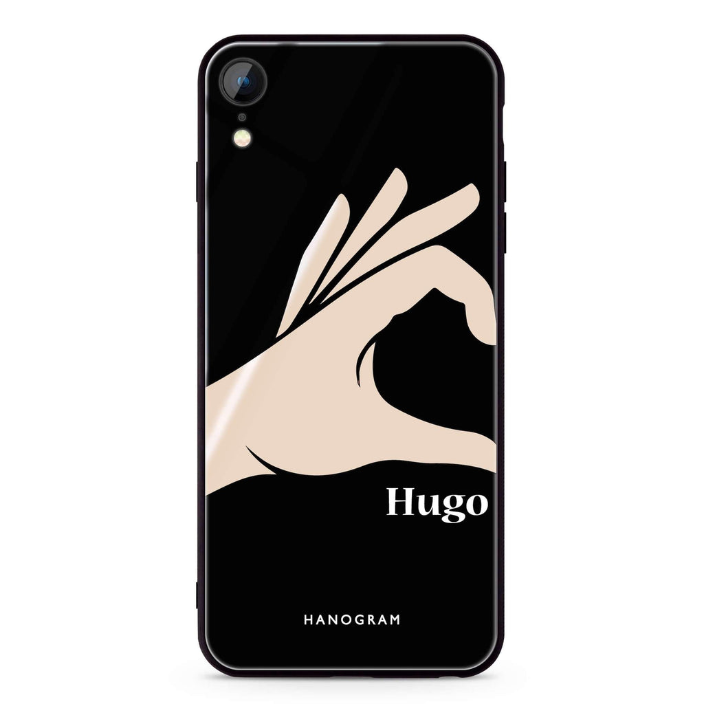 Left Hand heart iPhone XR 超薄強化玻璃殻