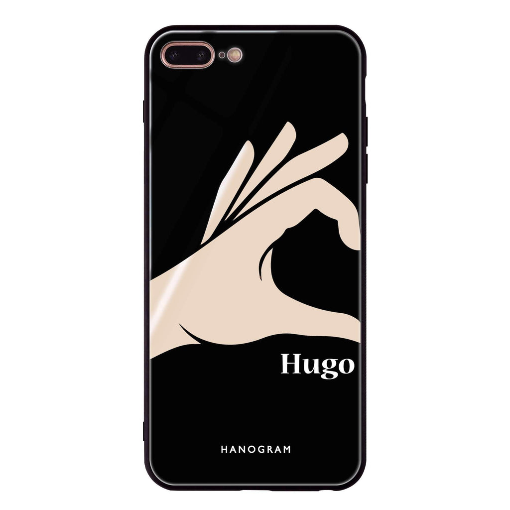 Left Hand heart iPhone 7 Plus 超薄強化玻璃殻