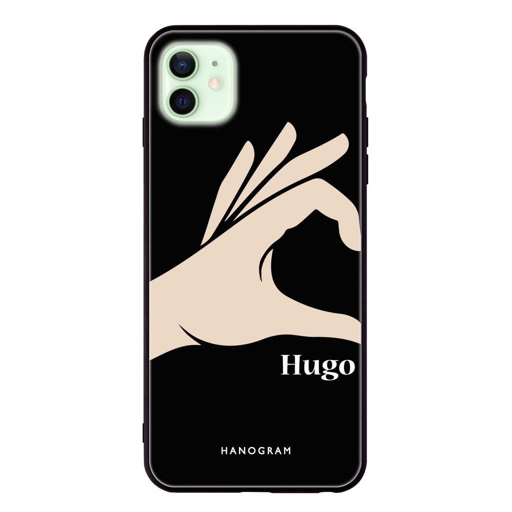 Left Hand heart iPhone 12 超薄強化玻璃殻