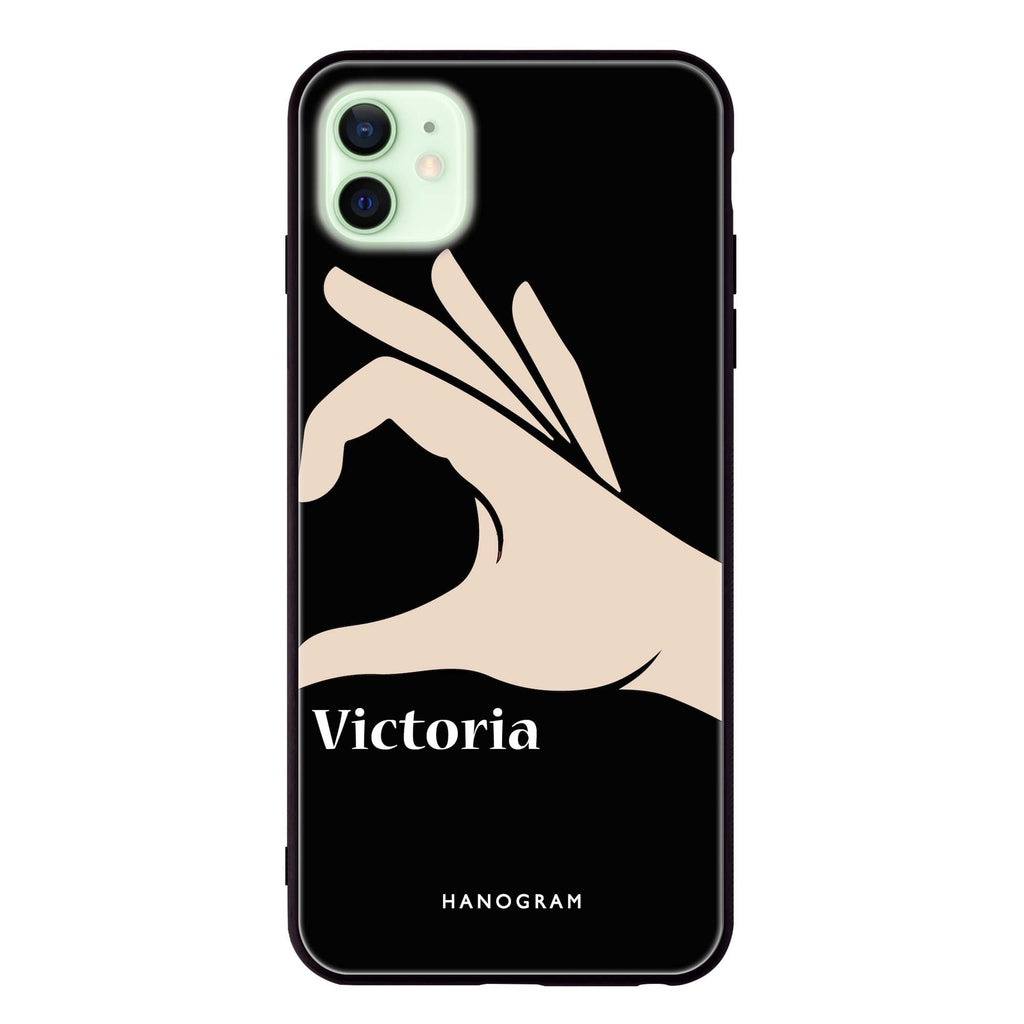 Right Hand heart iPhone 12 超薄強化玻璃殻