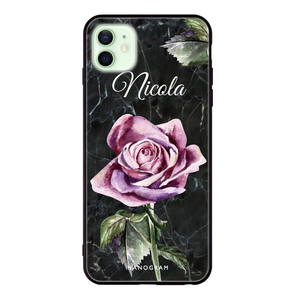 Black Marble Rose iPhone 12 mini 超薄強化玻璃殻