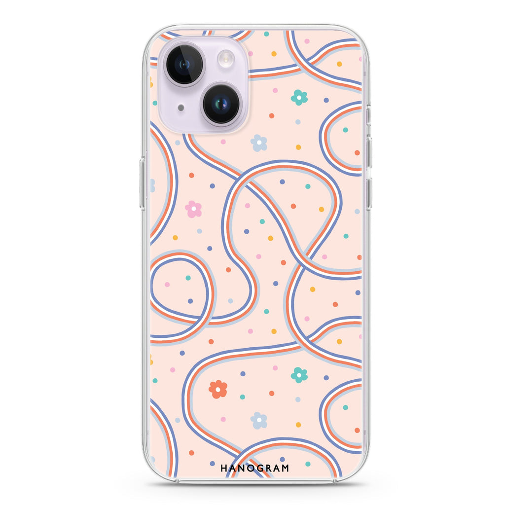 Floral & Line iPhone 14 Magsafe 兼容水晶透明保護殼