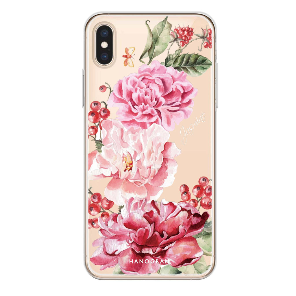Pretty Watercolor Flowers iPhone XS 水晶透明保護殼