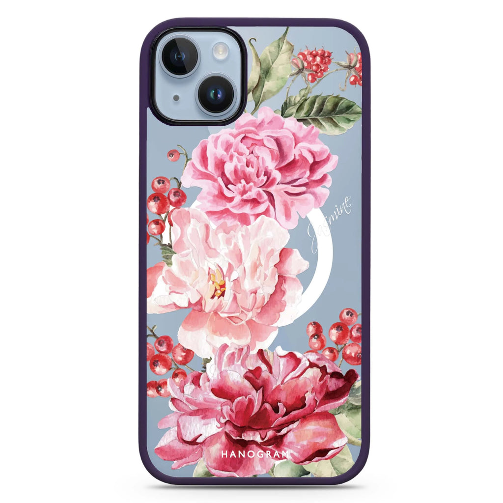Pretty Watercolor Flowers iPhone 14 Plus Magsafe 兼容防衝擊保護殼