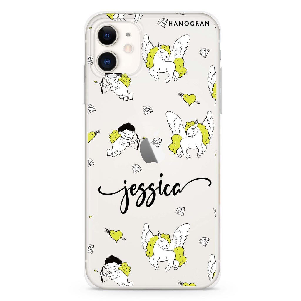 Angel & Unicorn Custom iPhone 11 水晶透明保護殼