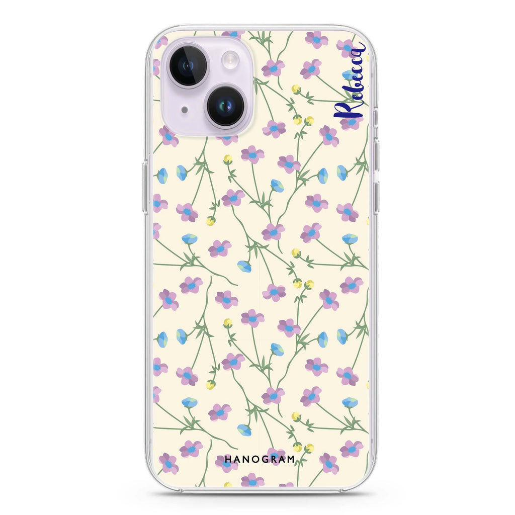Girly floral iPhone 14 Plus Magsafe 兼容水晶透明保護殼