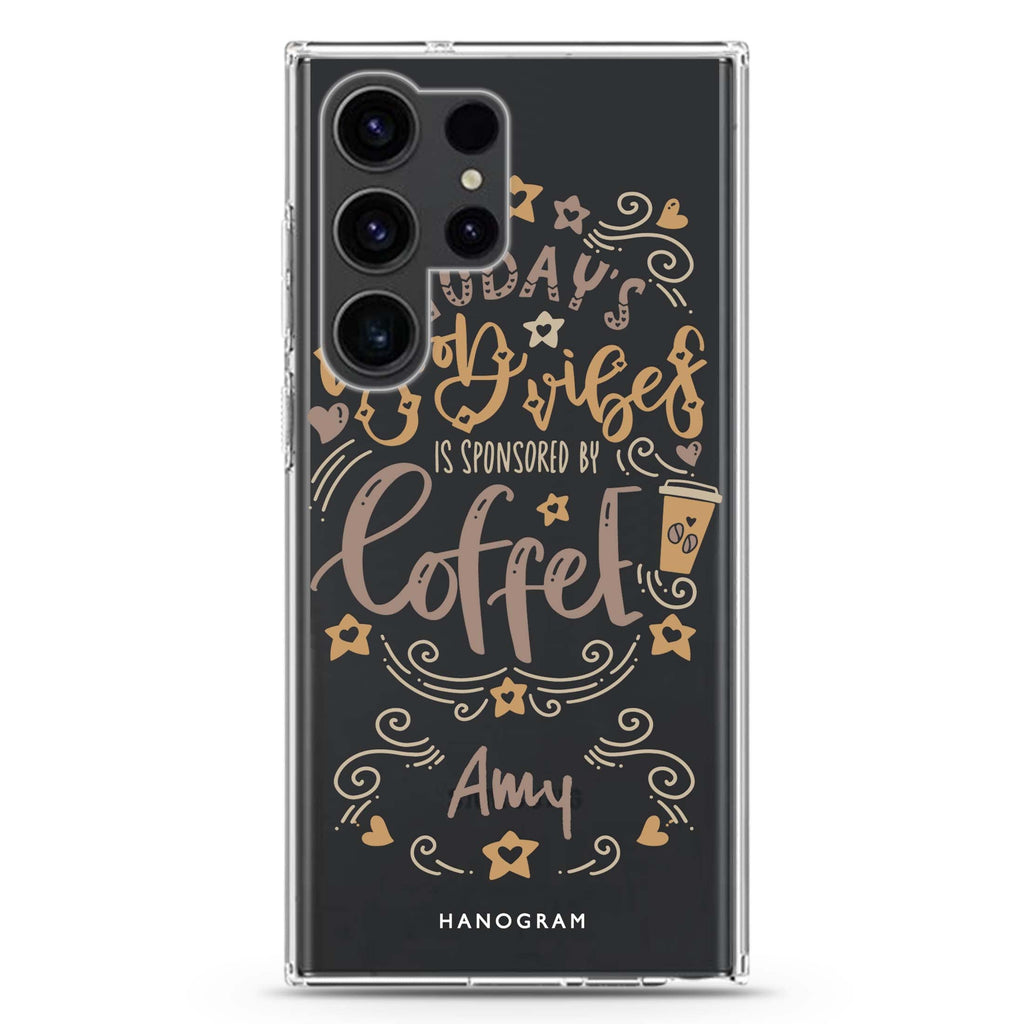 Good vibes coffee Samsung Galaxy Ultra 可加名字透明保護殼，適用 S26/S25/S24/S23 Ultra，圖1