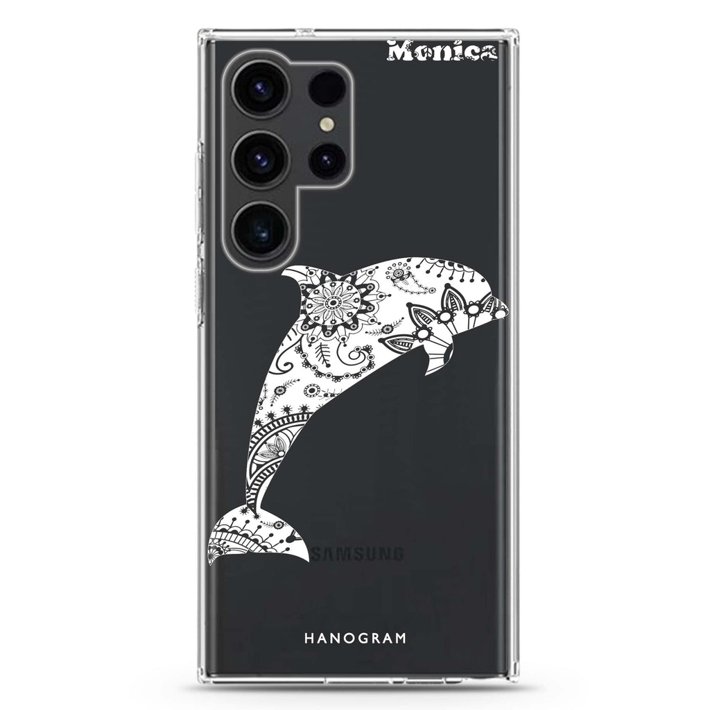 Mandala dolphin Samsung Galaxy Ultra 可加名字透明保護殼，適用 S26/S25/S24/S23 Ultra，圖1