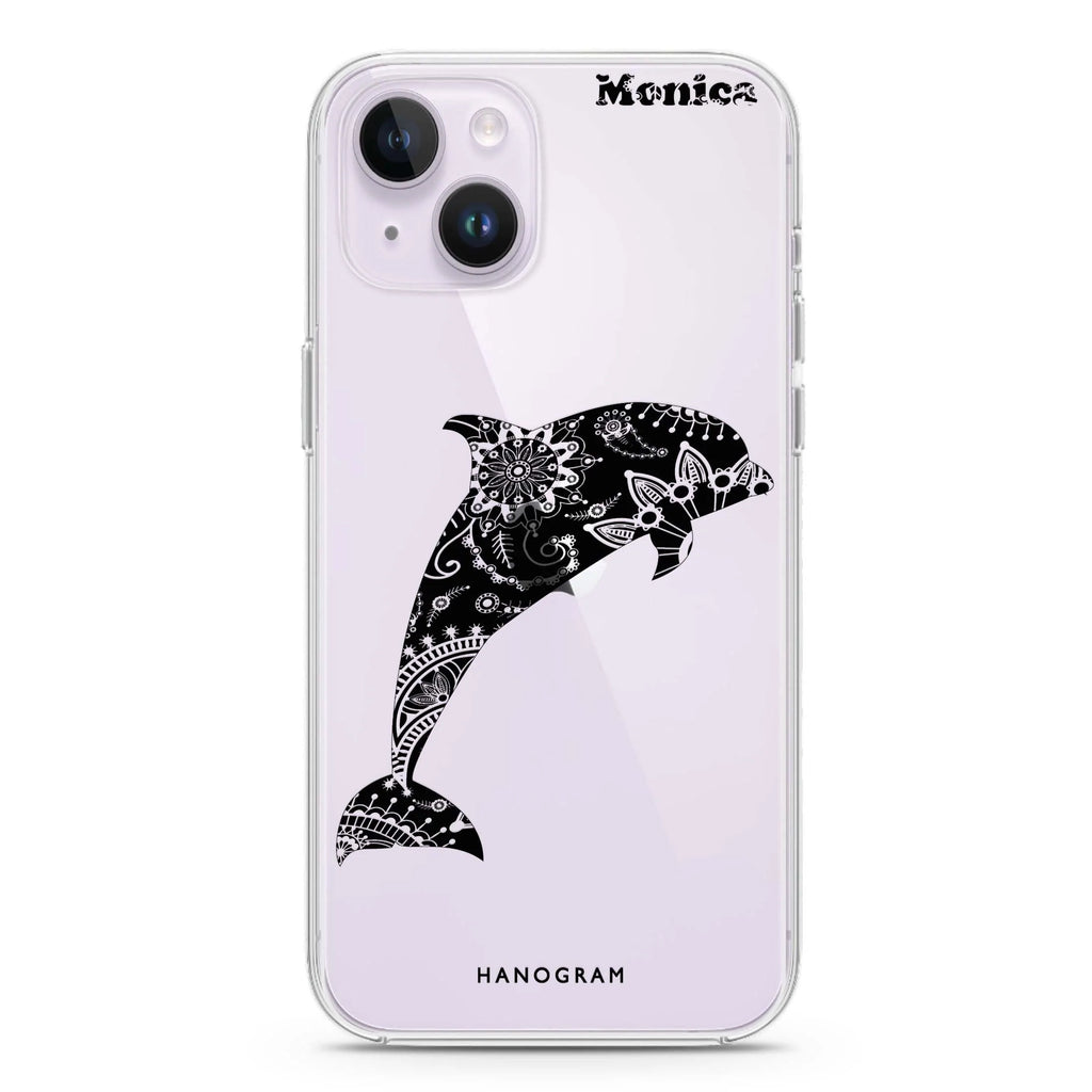 Mandala dolphin iPhone 14 plus 水晶透明保護殼