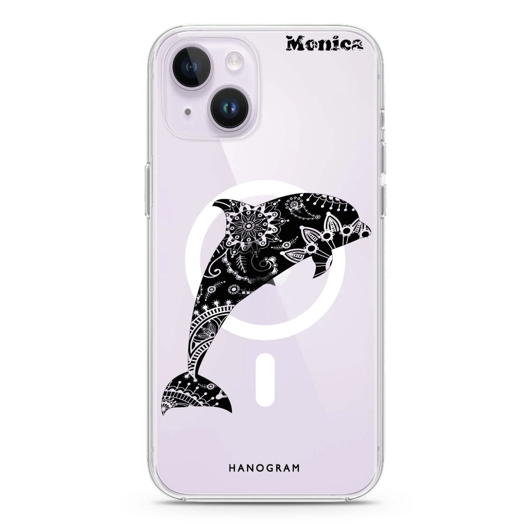 Mandala dolphin iPhone 14 Plus Magsafe 兼容水晶透明保護殼