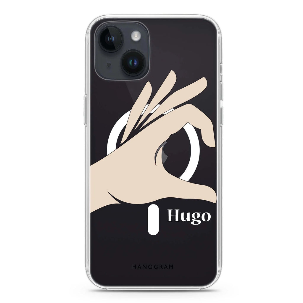 Left Hand heart iPhone 14 Magsafe 兼容水晶透明保護殼
