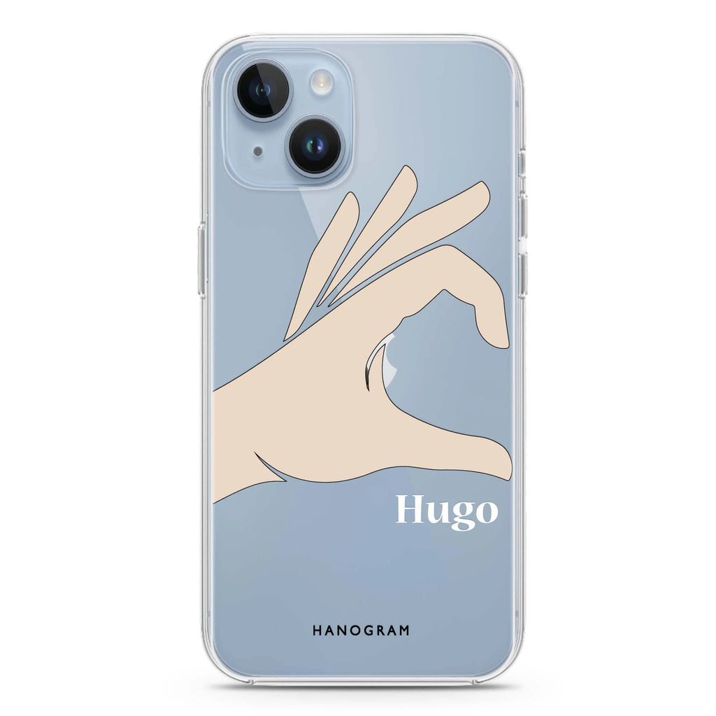 Left Hand heart iPhone 14 水晶透明保護殼