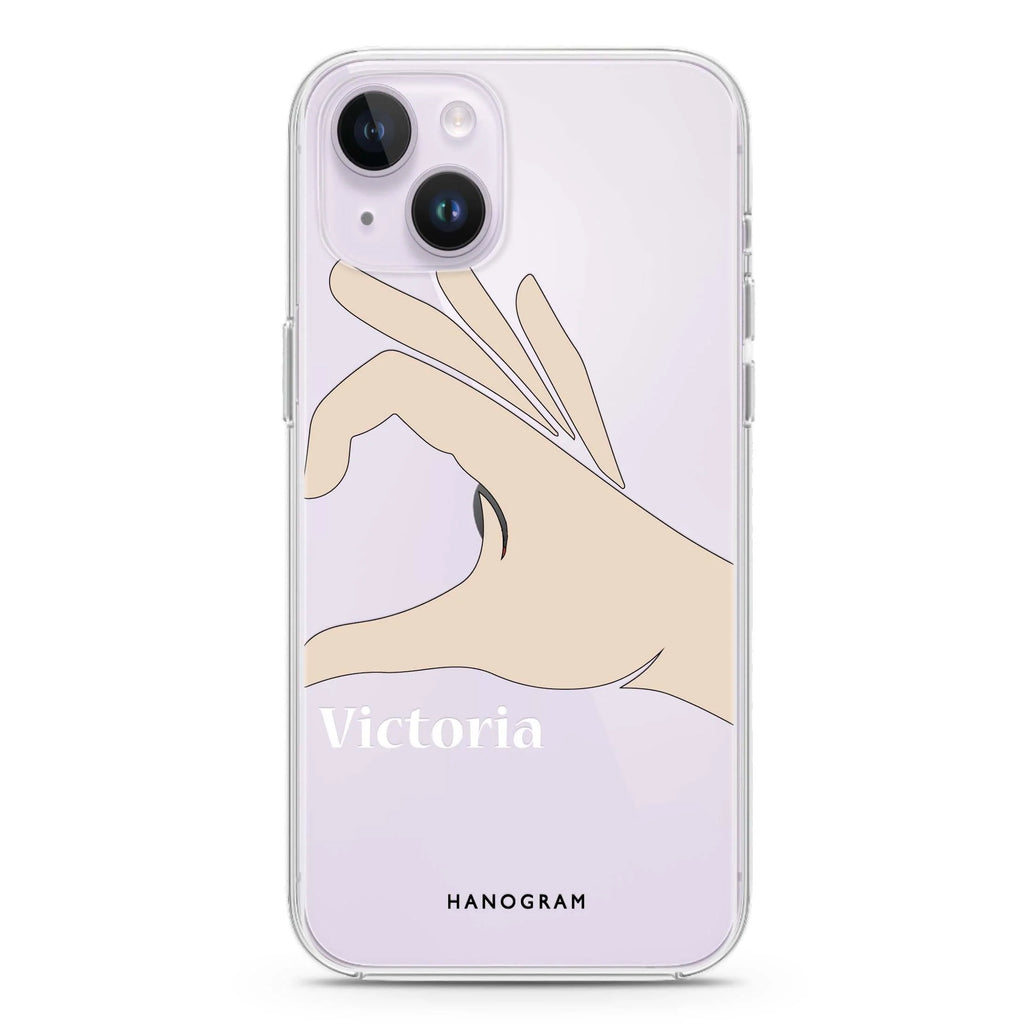 Right Hand heart iPhone 14 plus 水晶透明保護殼