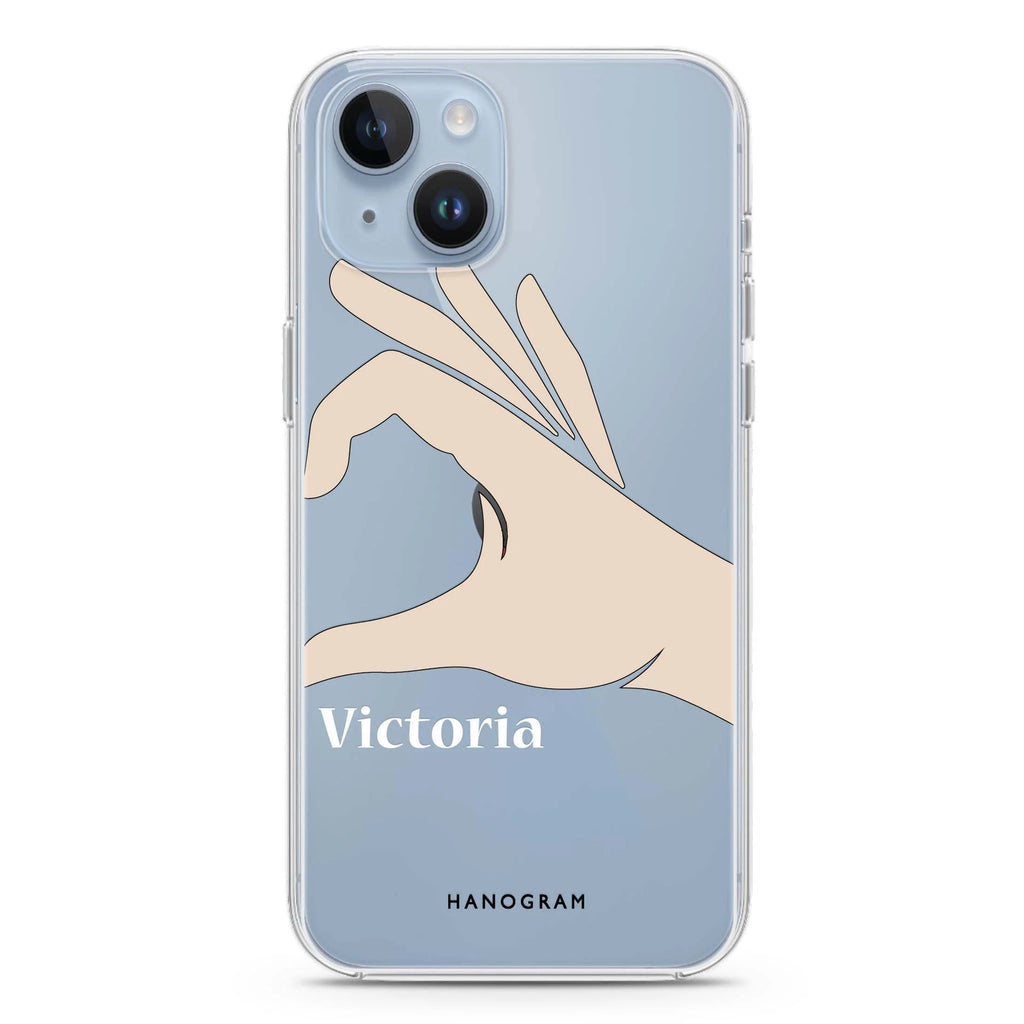 Right Hand heart iPhone 14 水晶透明保護殼