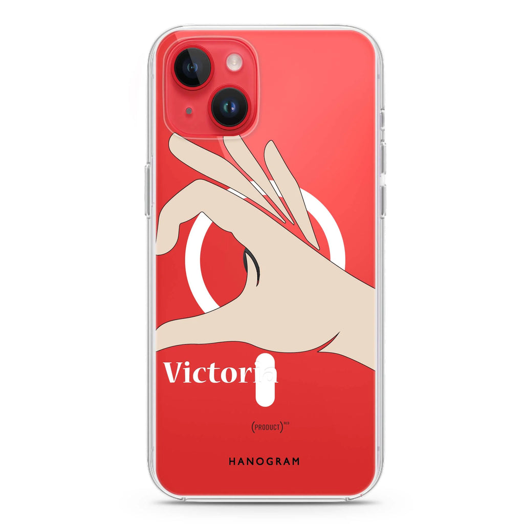 Right Hand heart iPhone 14 Plus Magsafe 兼容水晶透明保護殼
