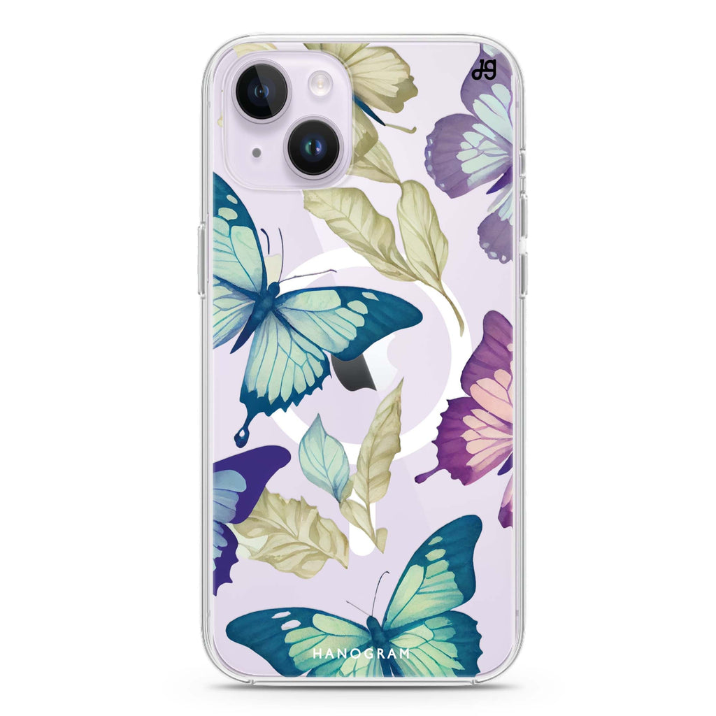 Beautiful Butterfly iPhone 14 Plus Magsafe 兼容水晶透明保護殼