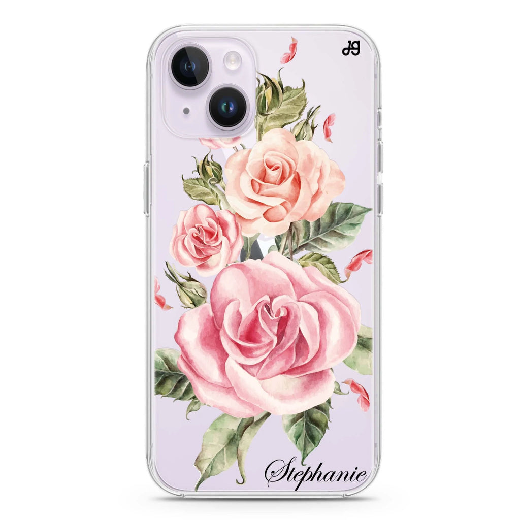 Pink Watercolor Floral iPhone 14 水晶透明保護殼