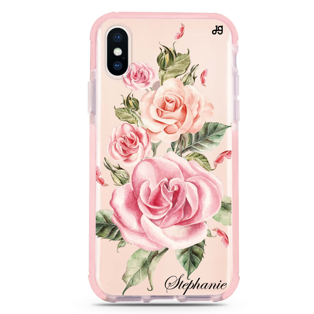 Pink Watercolor Floral iPhone XS Max 吸震防摔保護殼