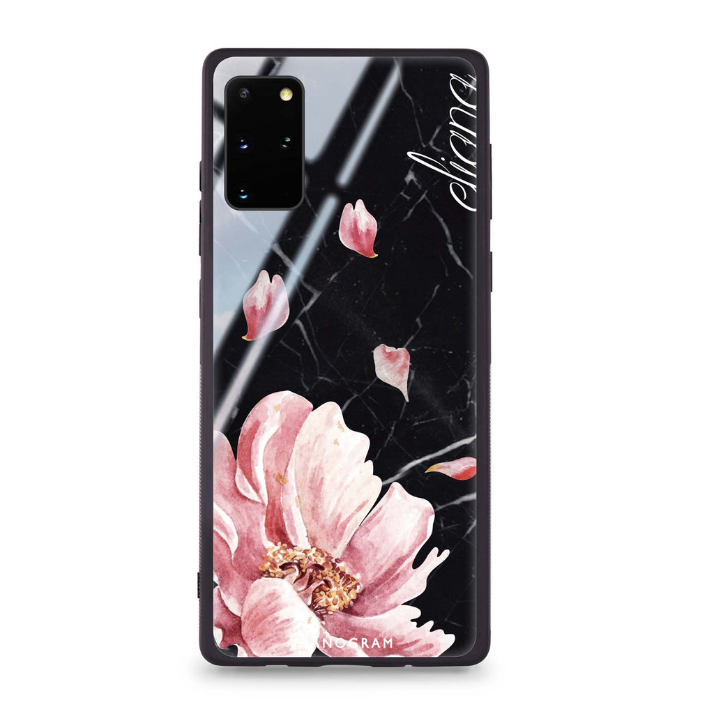 Black Marble & Floral Samsung S20 Plus 超薄強化玻璃殻