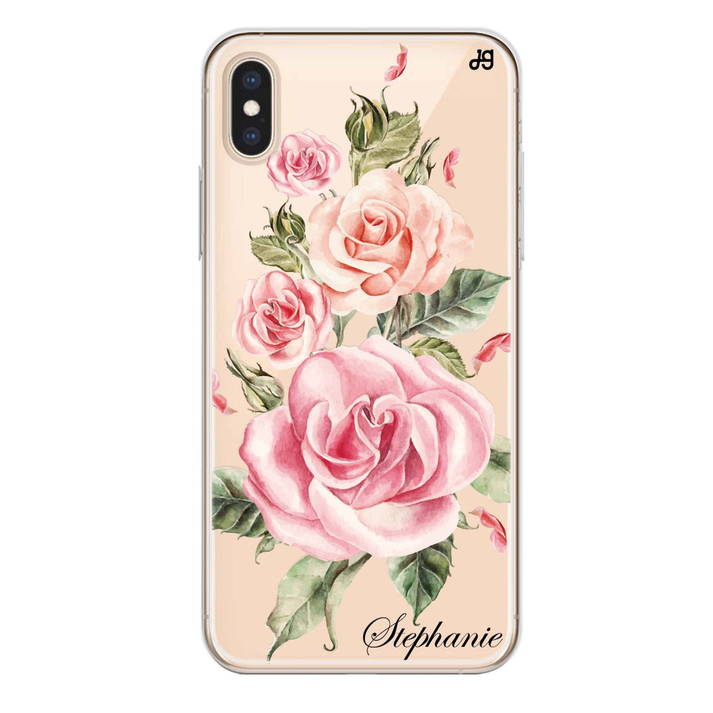 Pink Watercolor Floral iPhone X 水晶透明保護殼