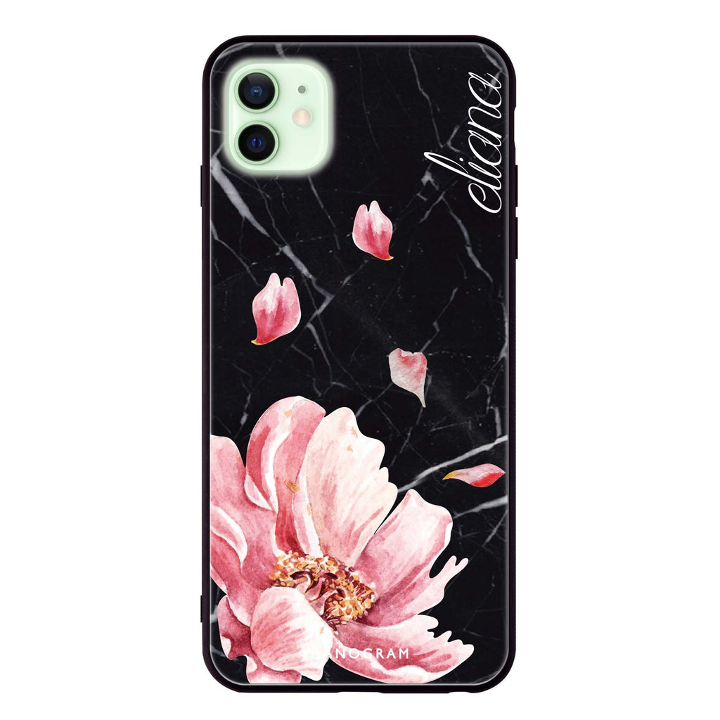 Black Marble & Floral iPhone 12 超薄強化玻璃殻