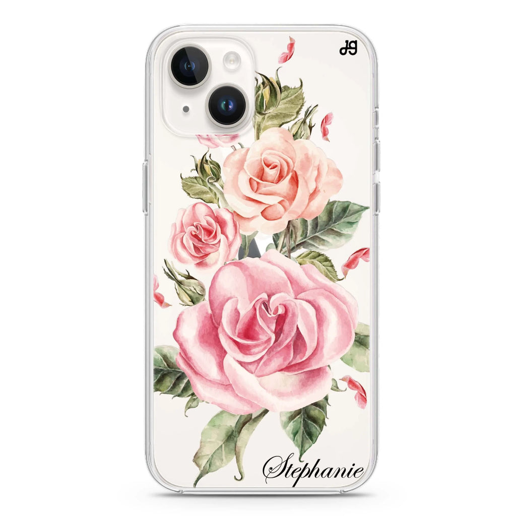 Pink Watercolor Floral iPhone 14 plus 水晶透明保護殼