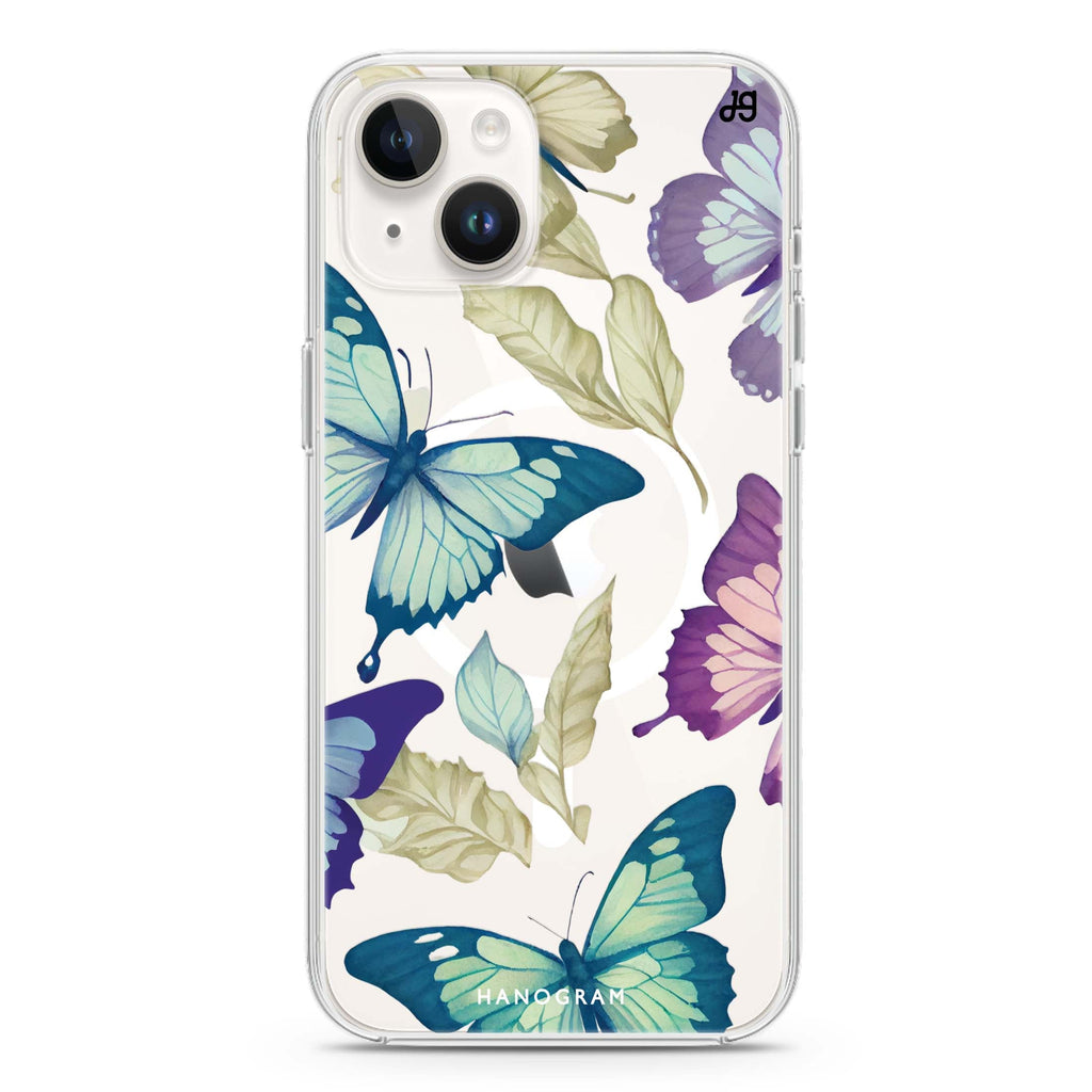 Beautiful Butterfly iPhone 14 Magsafe 兼容水晶透明保護殼