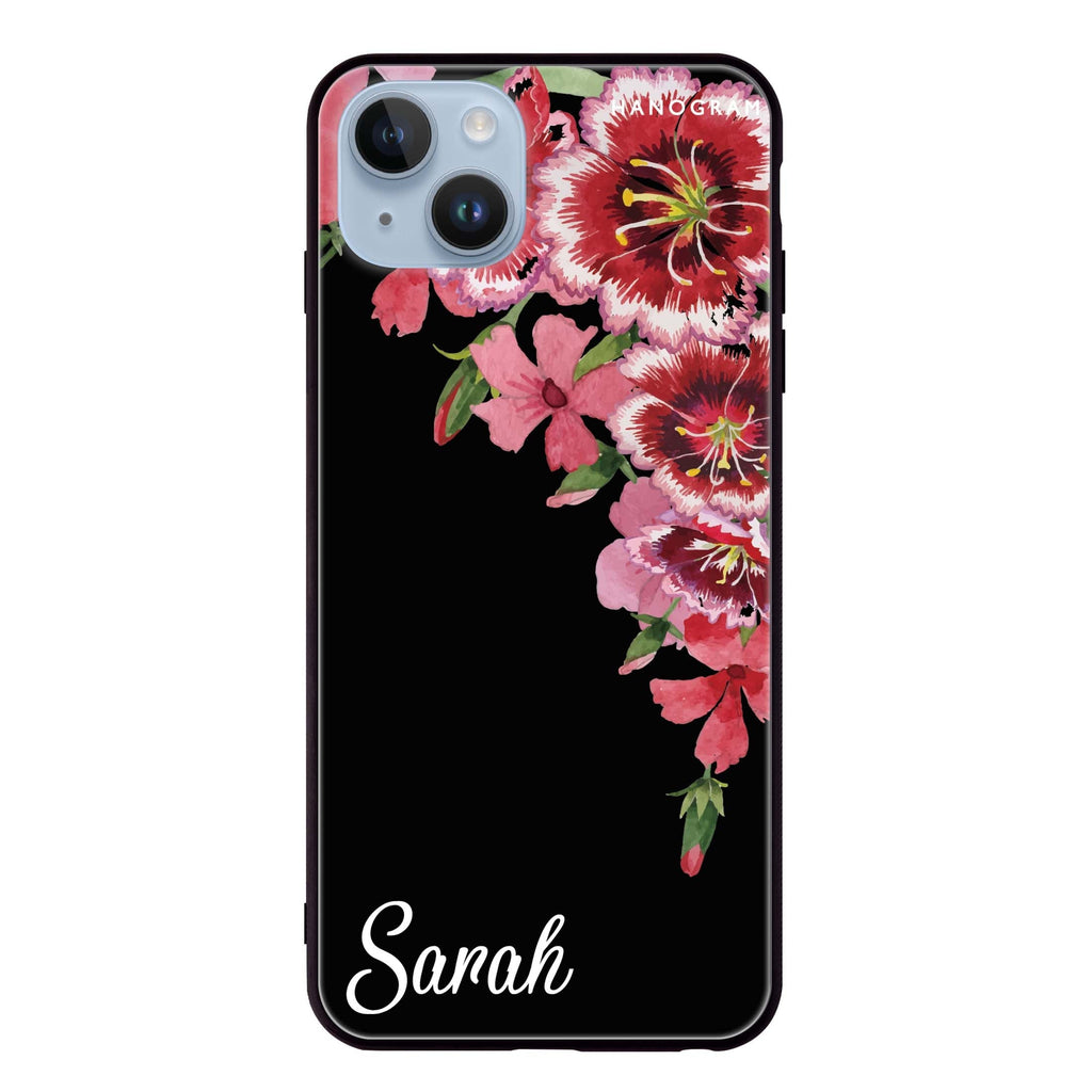 Red watercolour Floral iPhone 14 超薄強化玻璃殻