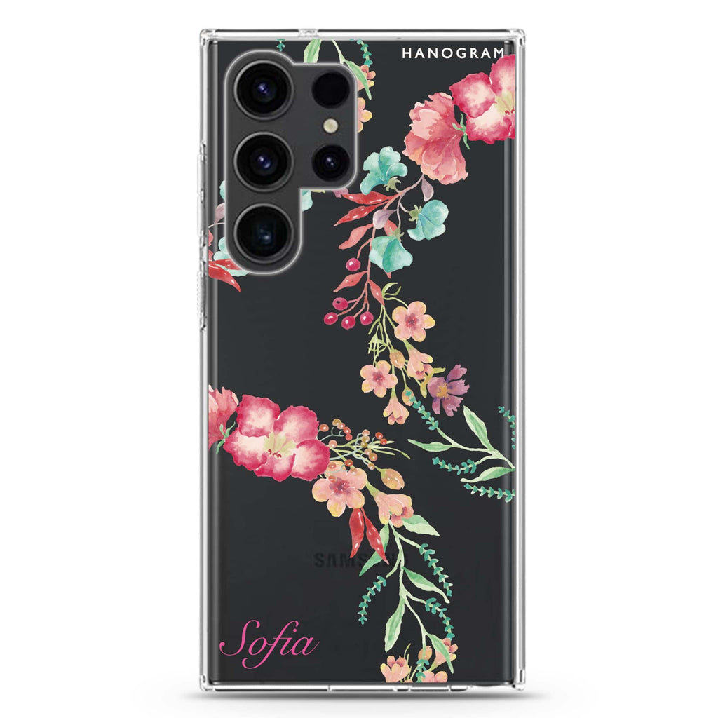 Spring Flowers Samsung Galaxy Ultra 可加名字透明保護殼，適用 S26/S25/S24/S23 Ultra，圖1