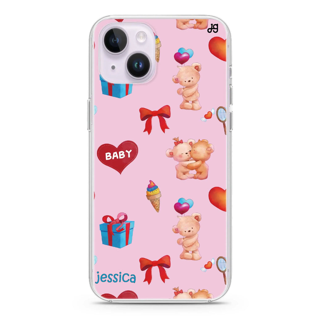 Cute Bear Present iPhone 14 Magsafe 兼容水晶透明保護殼