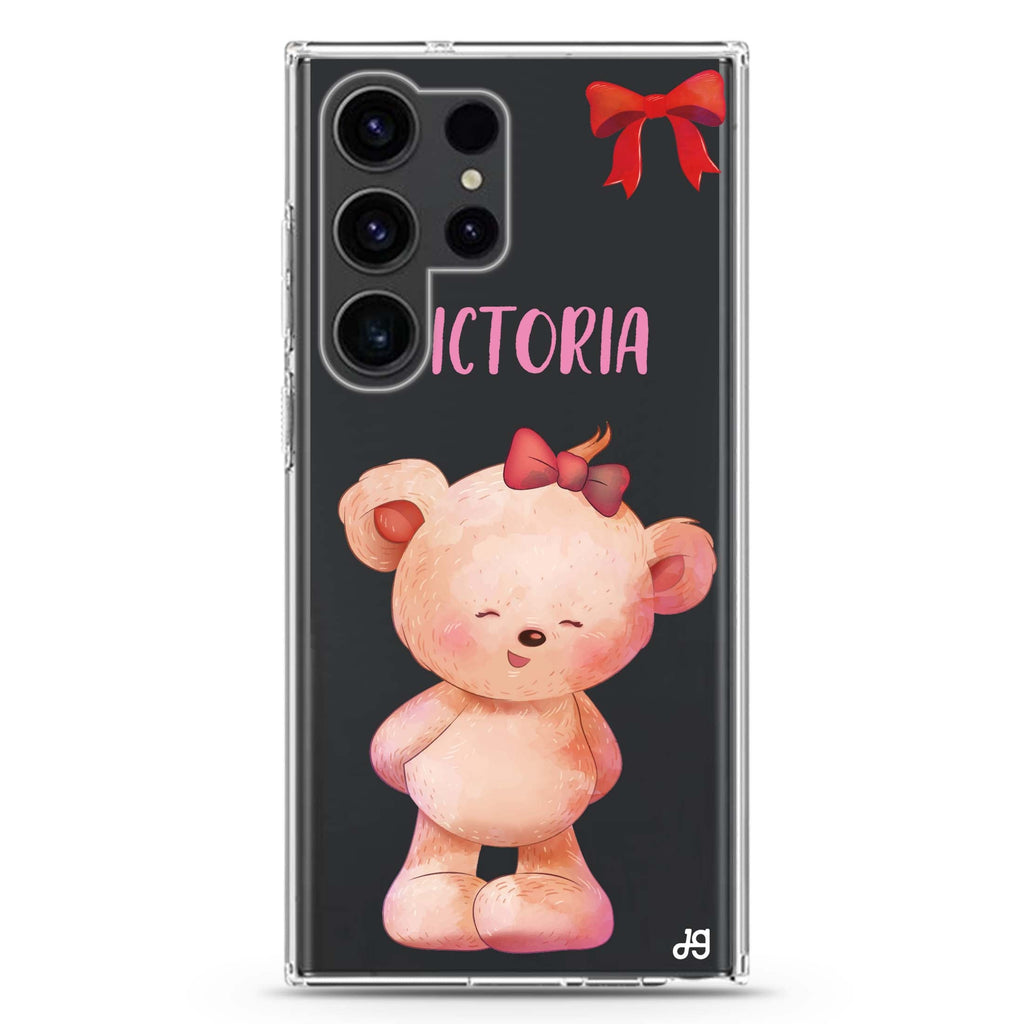 Bear Lovely Samsung Galaxy Ultra 可加名字透明保護殼，適用 S26/S25/S24/S23 Ultra，圖1
