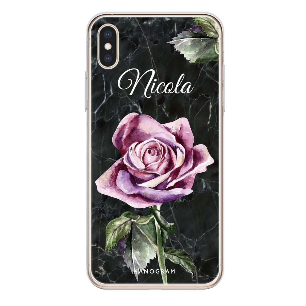 Black Marble Rose iPhone XS 水晶透明保護殼