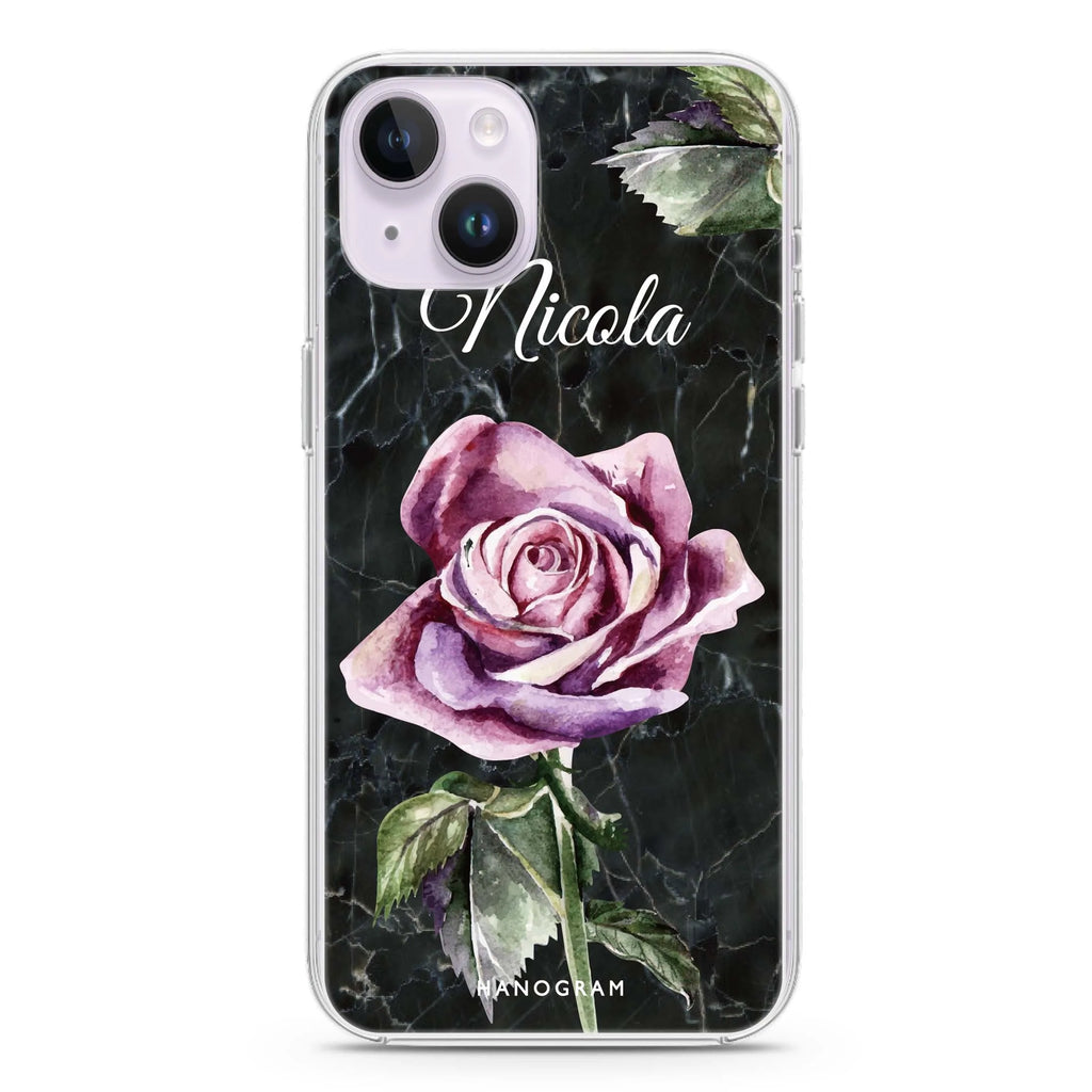Black Marble Rose iPhone 14 plus 水晶透明保護殼