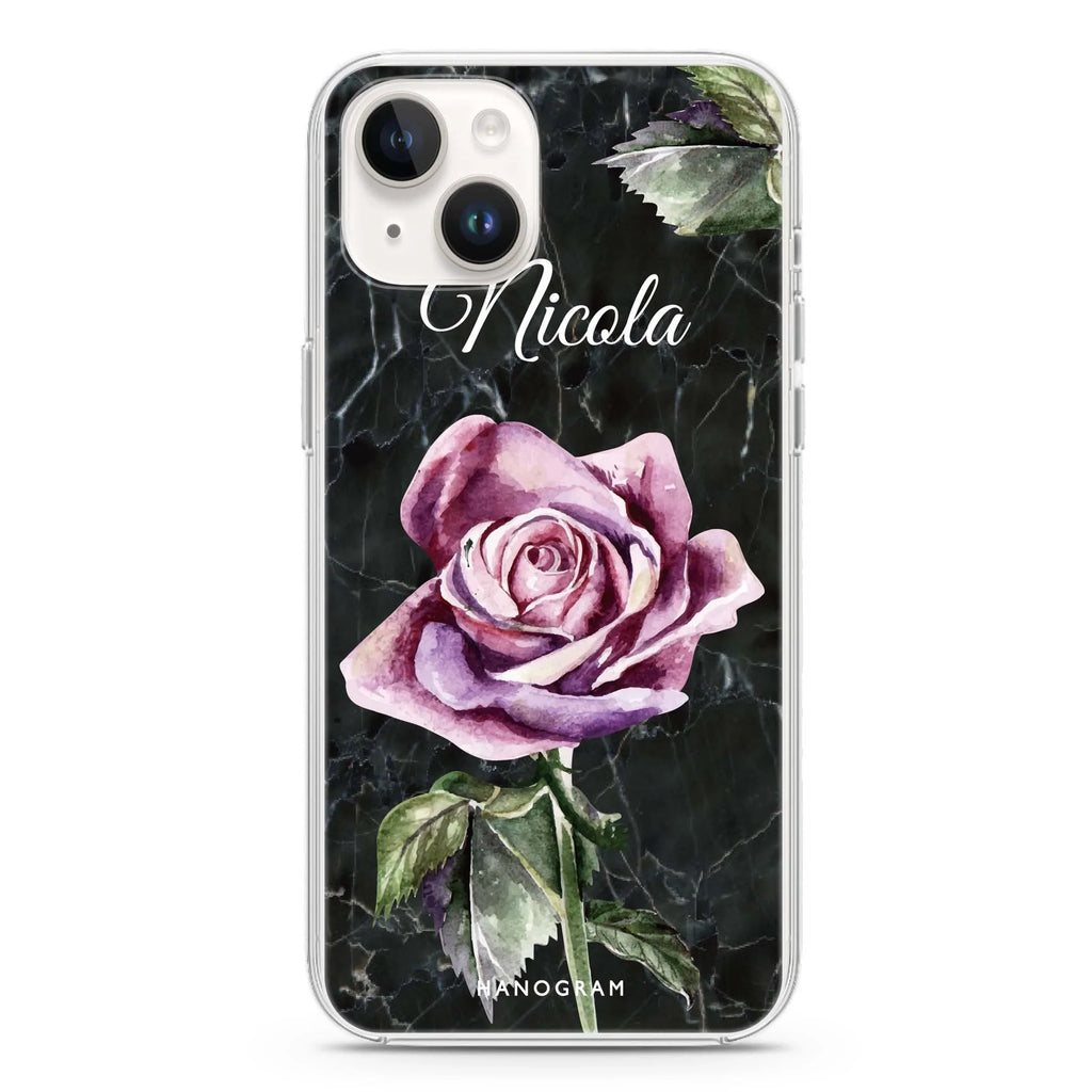 Black Marble Rose iPhone 14 Magsafe 兼容水晶透明保護殼