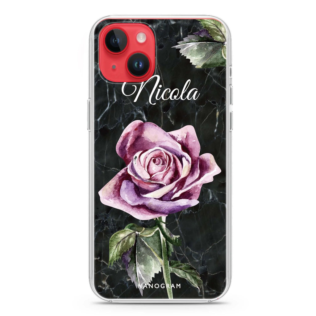 Black Marble Rose iPhone 14 水晶透明保護殼
