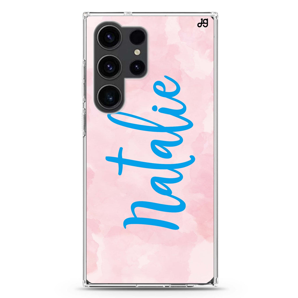 Pink Aqua Samsung Galaxy Ultra 可加名字透明保護殼，適用 S26/S25/S24/S23 Ultra，圖1