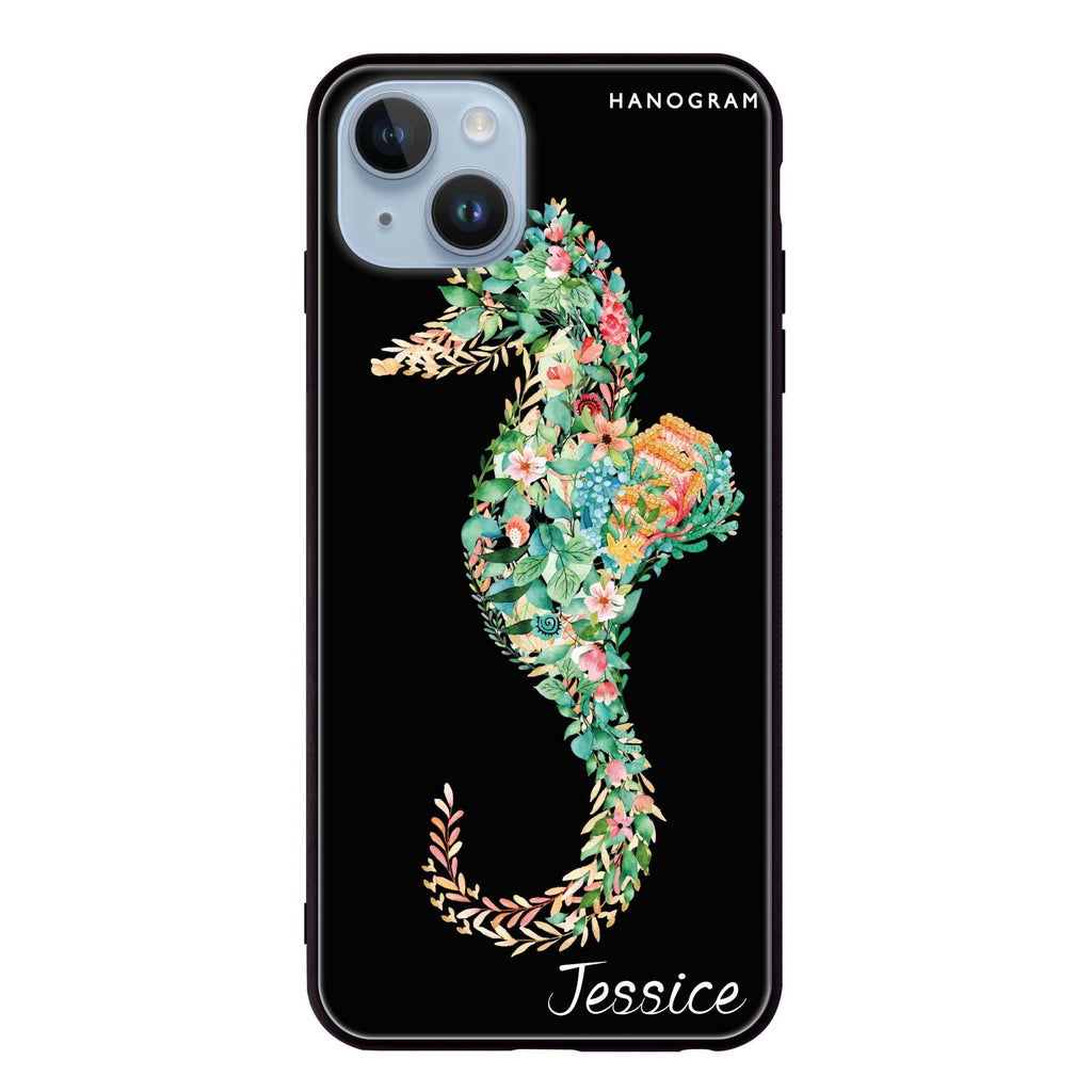 Floral Seahorse iPhone 14 超薄強化玻璃殻
