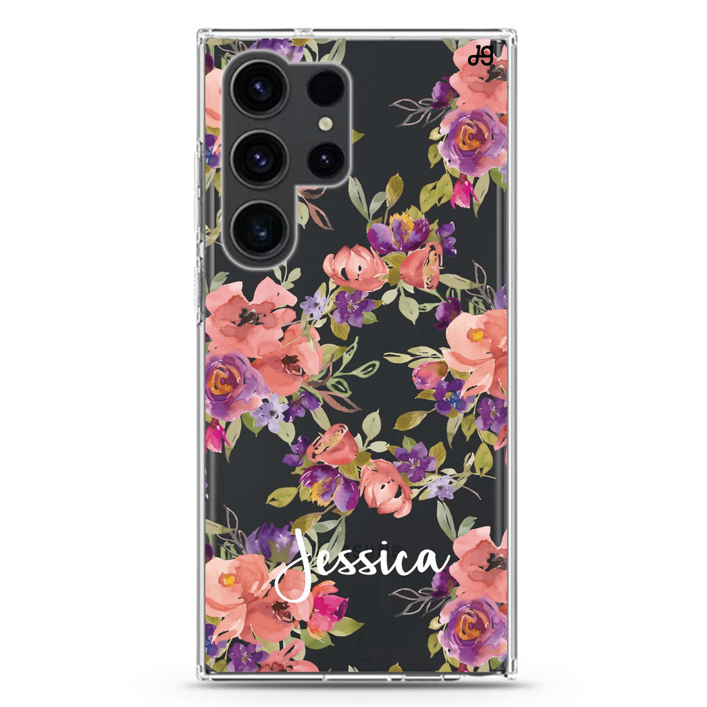 Floral Impression Samsung Galaxy Ultra 可加名字透明保護殼，適用 S26/S25/S24/S23 Ultra，圖1
