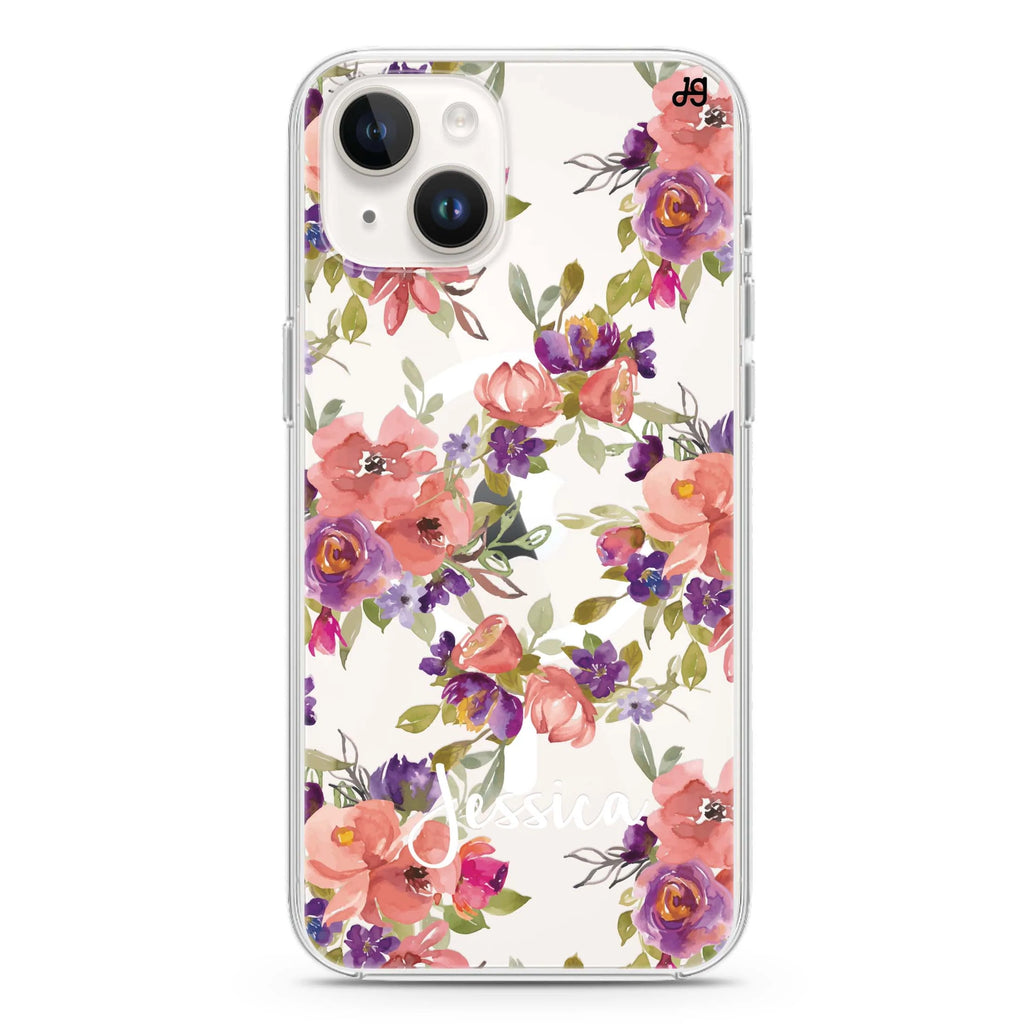 Floral Impression iPhone 14 Plus Magsafe 兼容水晶透明保護殼