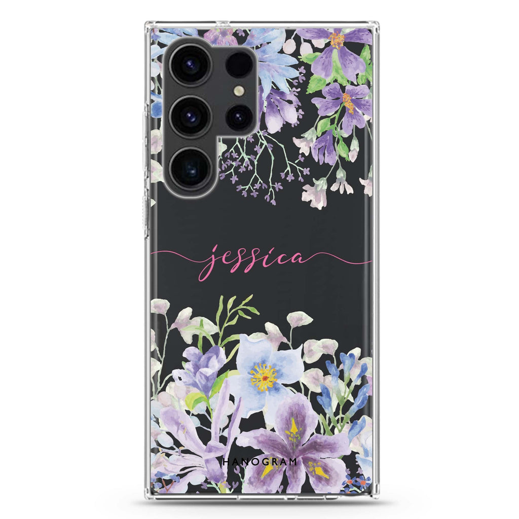 Flowers Bloom Samsung Galaxy Ultra 可加名字透明保護殼，適用 S26/S25/S24/S23 Ultra，圖1