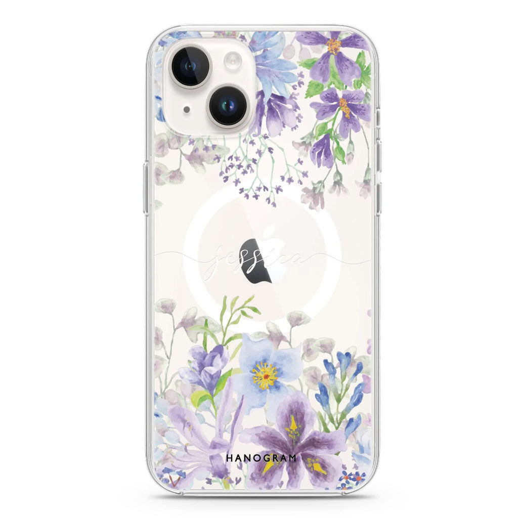 Flowers Bloom iPhone 14 Magsafe 兼容水晶透明保護殼